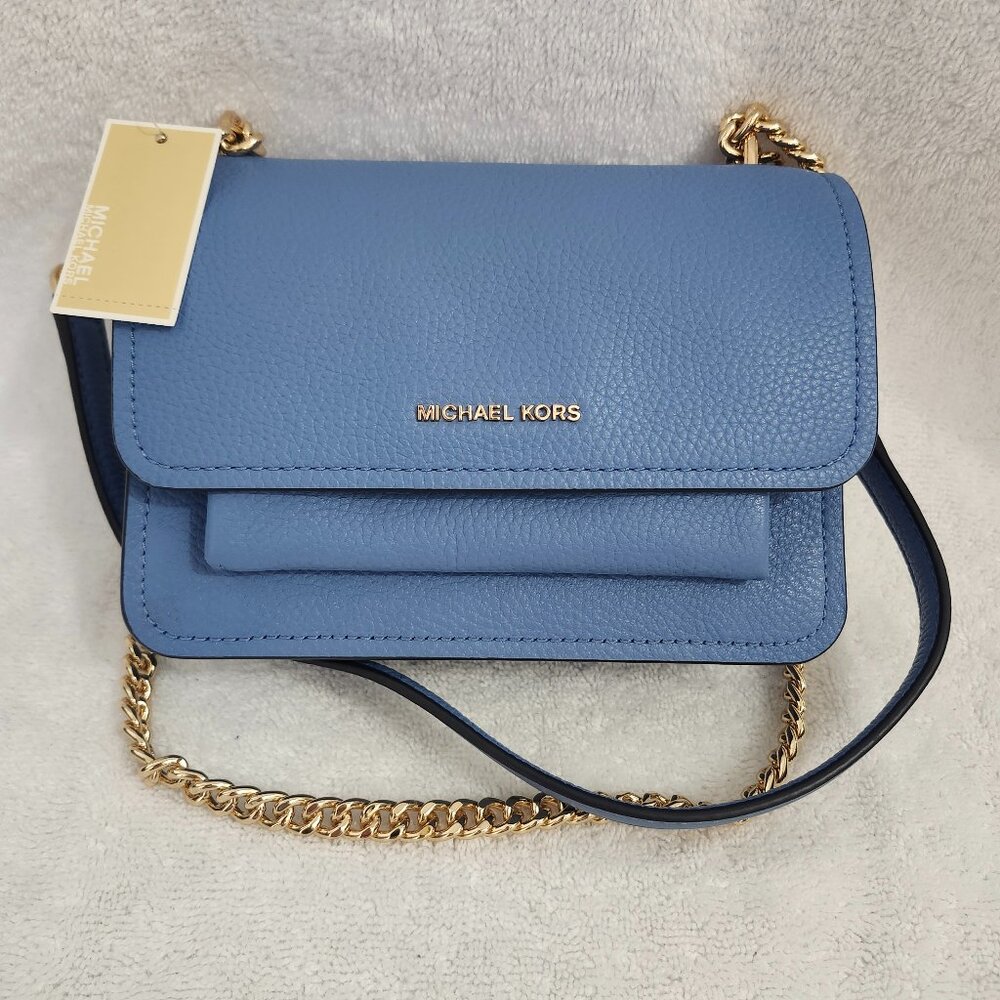 Michael Kors Claire Small Crossbody Bag French Blue Leather – New With Tags